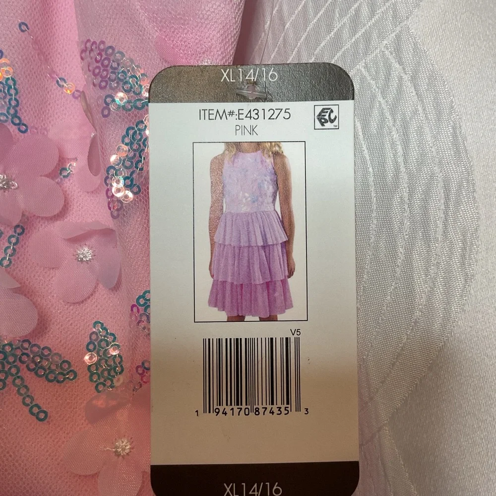 Rare Editions size 14/16  pink sequin dress NWT